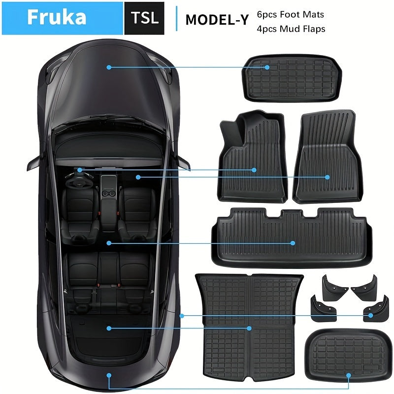 Fruka Floor & Trunk Mats for Tesla Model Y 5-Seater (2020–2024), TPE