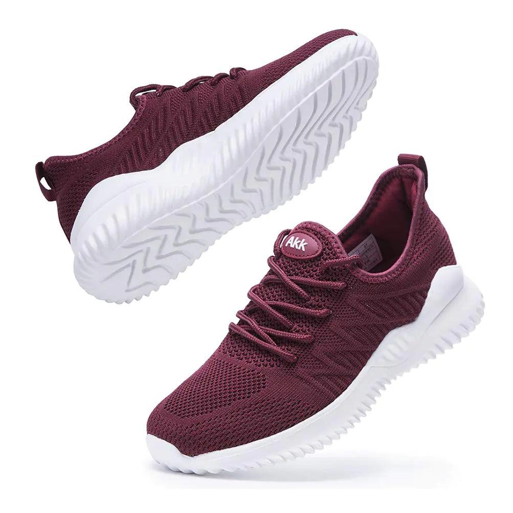 Akk Womens Walking Tennis Shoes - Slip On Memory Foam Lightweight Casual Sneakers for Gym Travel Work 9 1803winered - Evallys.com # #