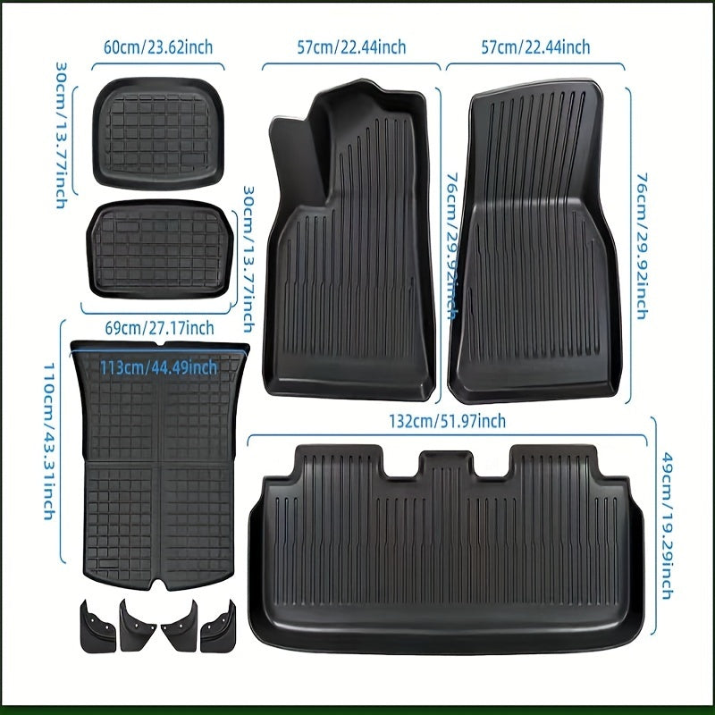 Fruka Floor & Trunk Mats for Tesla Model Y 5-Seater (2020–2024), TPE