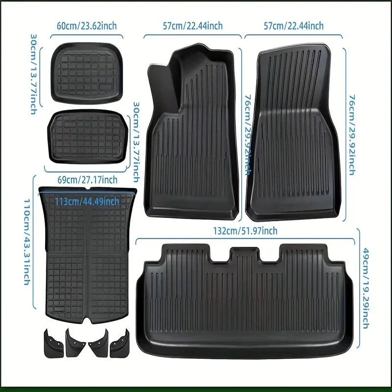 Fruka Floor & Trunk Mats for Tesla Model Y 5-Seater (2020–2024), TPE