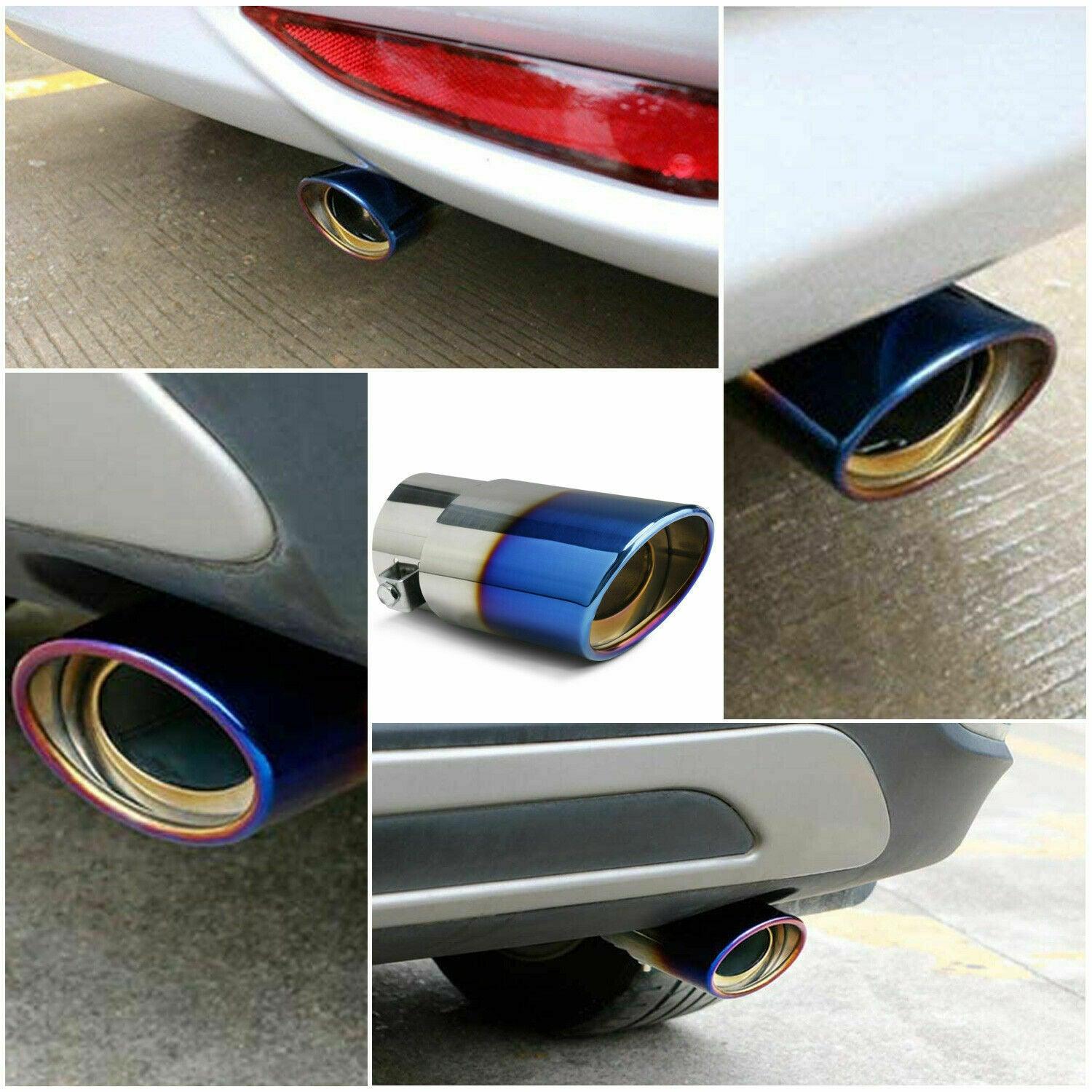 Car Exhaust Pipe Tip Rear Tail Throat Muffler Stainless Steel Round Accessories - Evallys.com # #