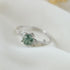 S925 Silver Green Moss Ring Water Plants Agate Stone Finger Ring - Evallys.com # #