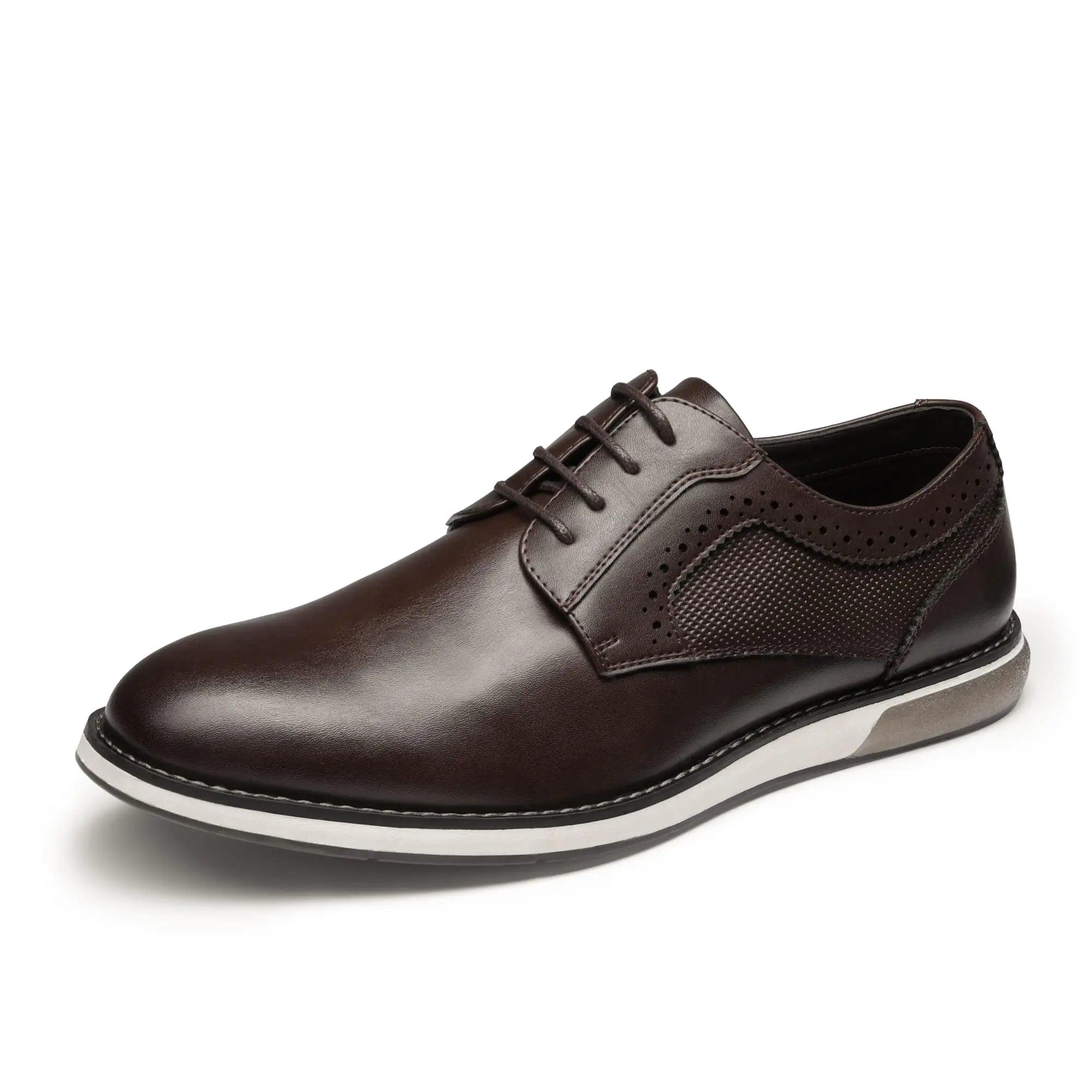 Bruno Marc Men's Plain Toe Oxford Shoes Business Formal Derby Dress Sneakers 14 Wide Dark Brown - Evallys.com # #