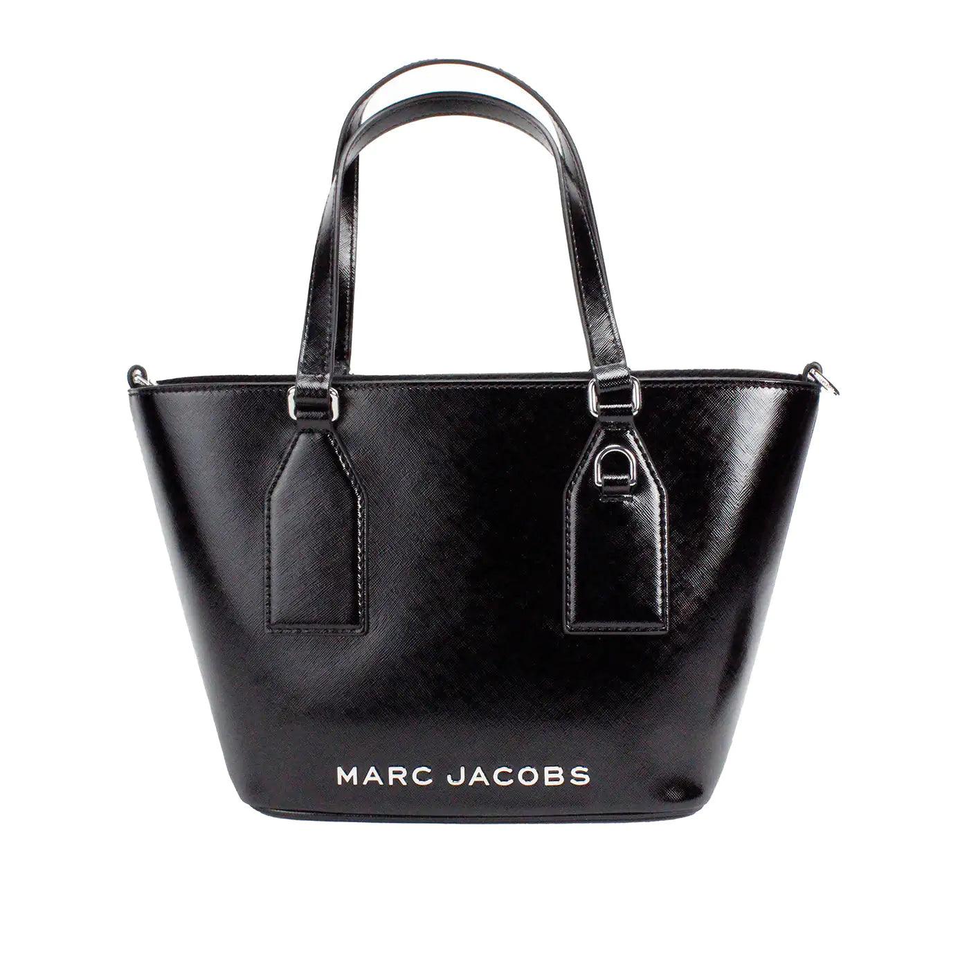 Marc Jacobs Small Black Leather Tote Crossbody Bag - Evallys.com # #