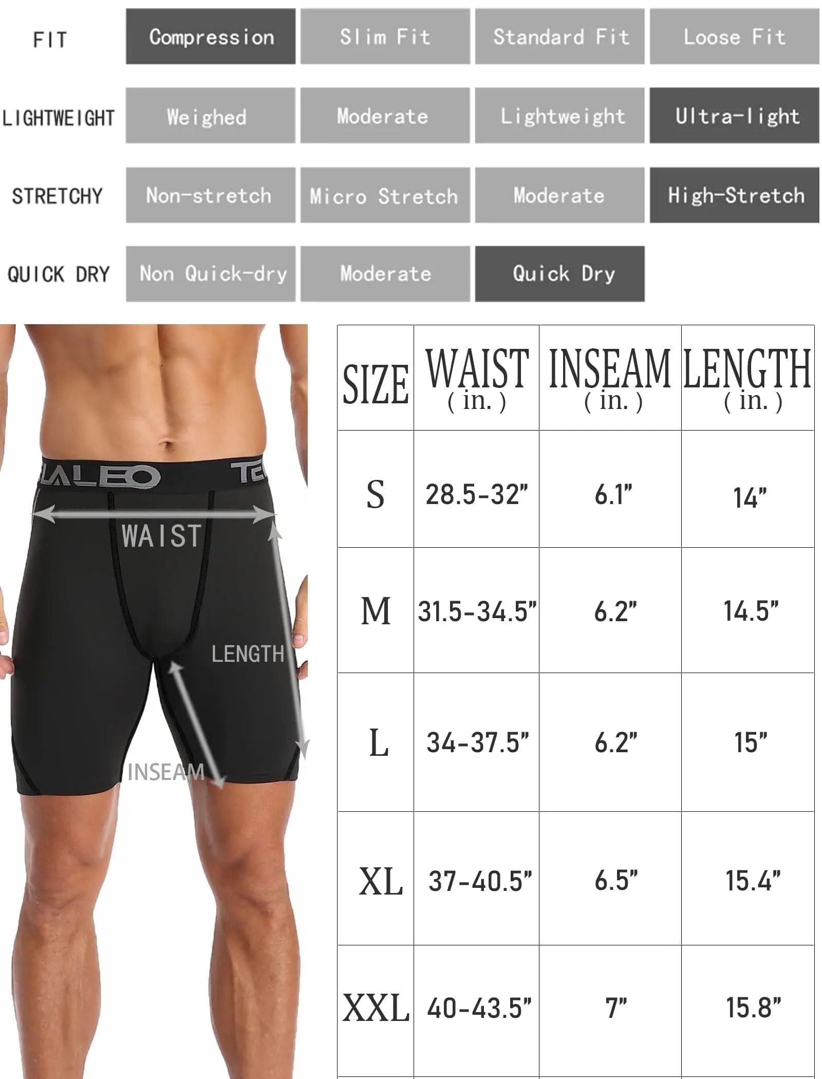 TELALEO 5/6 Pack Compression Shorts Men Spandex Sport Shorts Athletic Workout Running Performance Baselayer Underwear Black(6pcs) Small - Evallys.com # #
