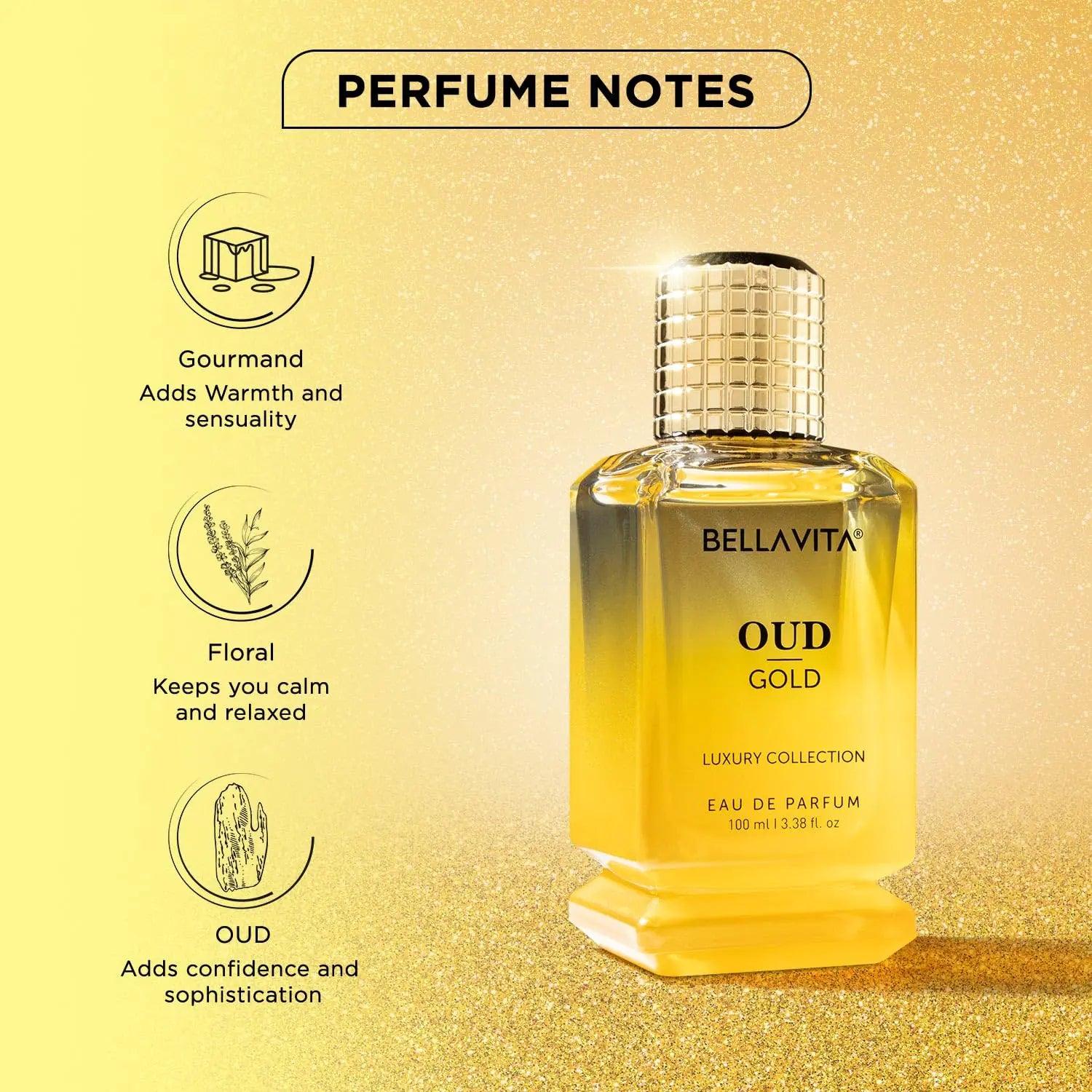 OUD GOLD Eau De Parfum (3.38 fl. oz.) | Intense Arabian Perfume for women & men | Notes : Caramel, Orris, Rose, Jasmine | Family: Woody, Gourmand, Floral, and Oud | Vegan & cruelty free OUD GOLD - Evallys.com # #