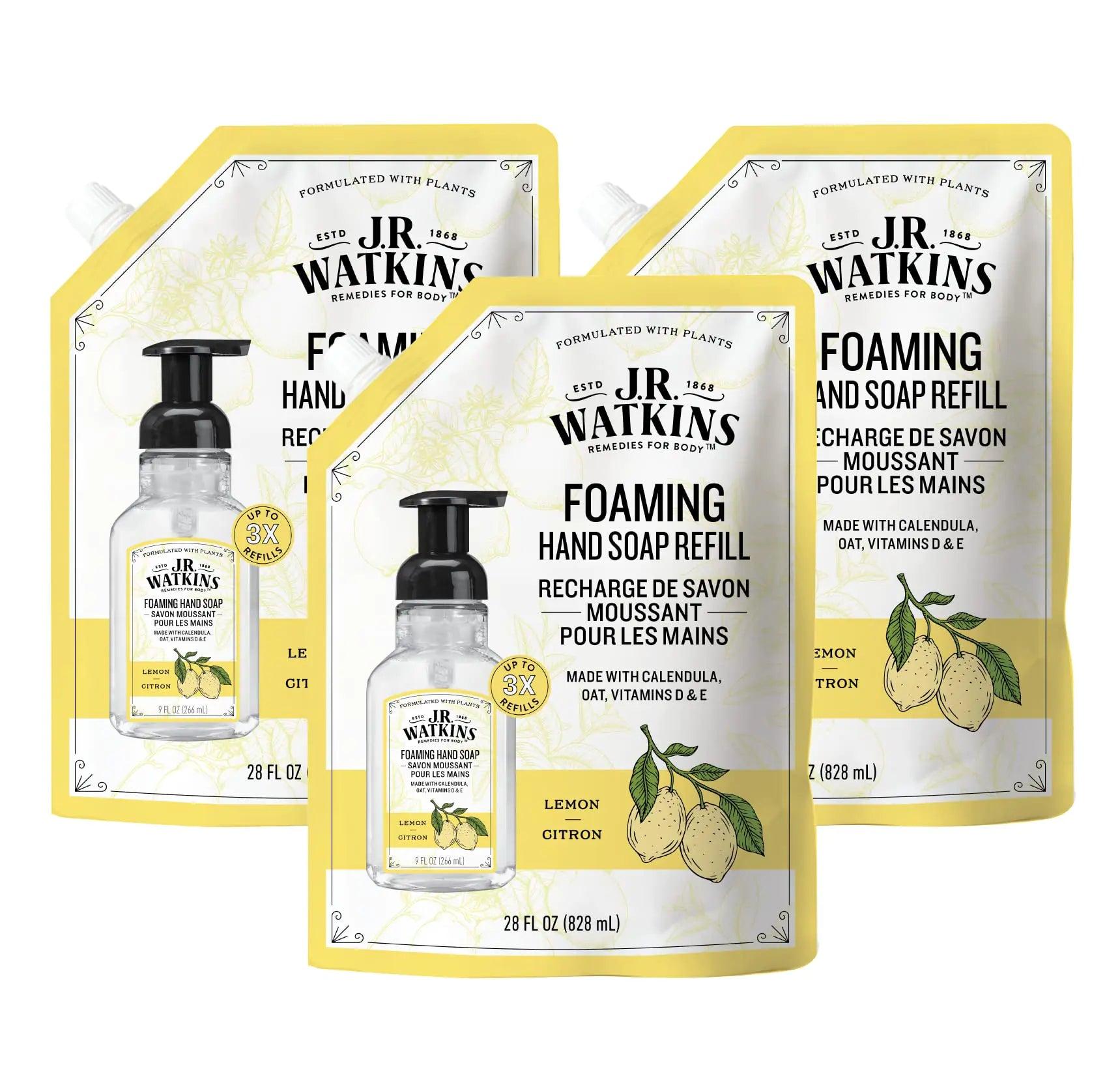 J.R. Watkins Foaming Hand Soap Refill 3 Pack 28 fl oz Lemon and Foaming Hand Soap with Pump 3 Pack 9 fl oz Ocean Breeze Hand Soap Refill + Hand Soap Ocean Breeze - Evallys.com # #