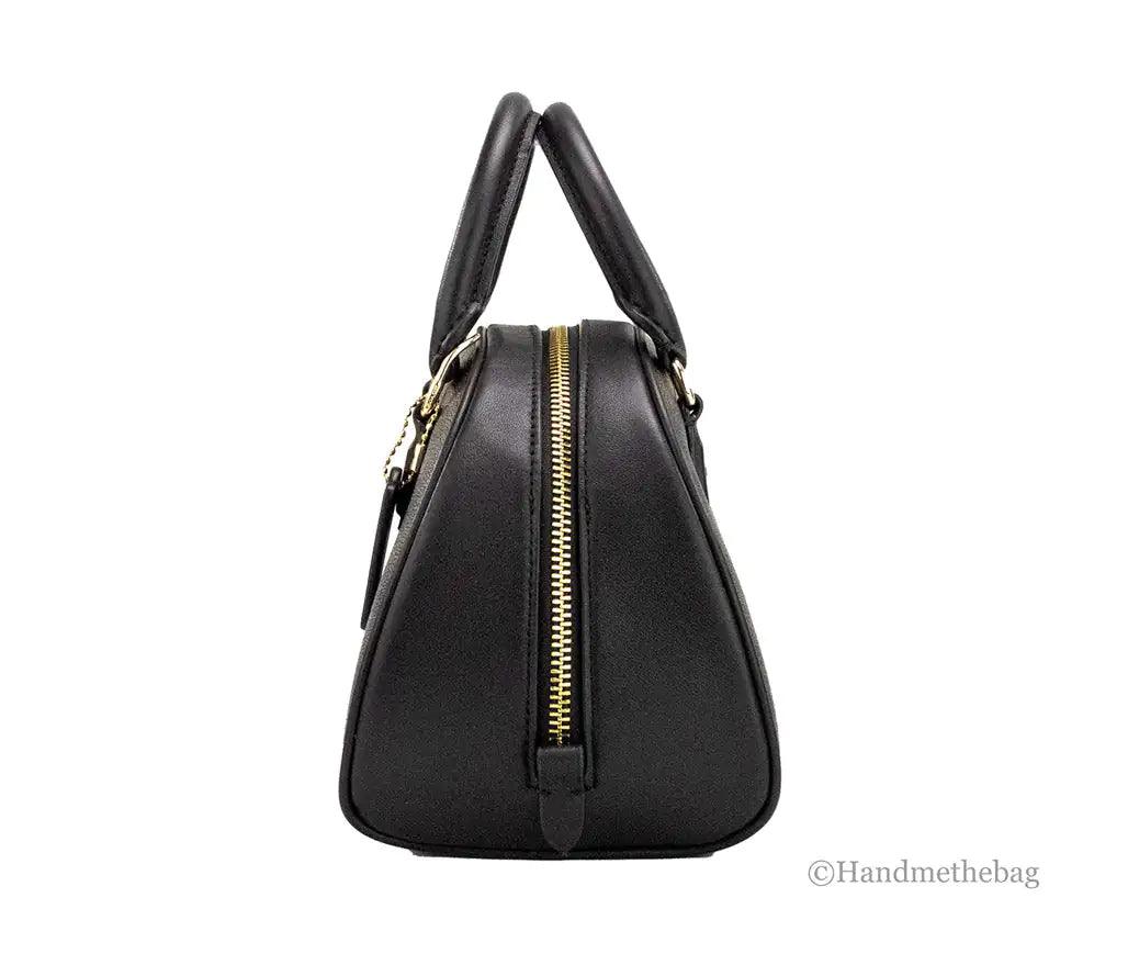 Coach (CA591) Sydney Small Brown Black Signature Coated Canvas Satchel Handbag - Evallys.com # #