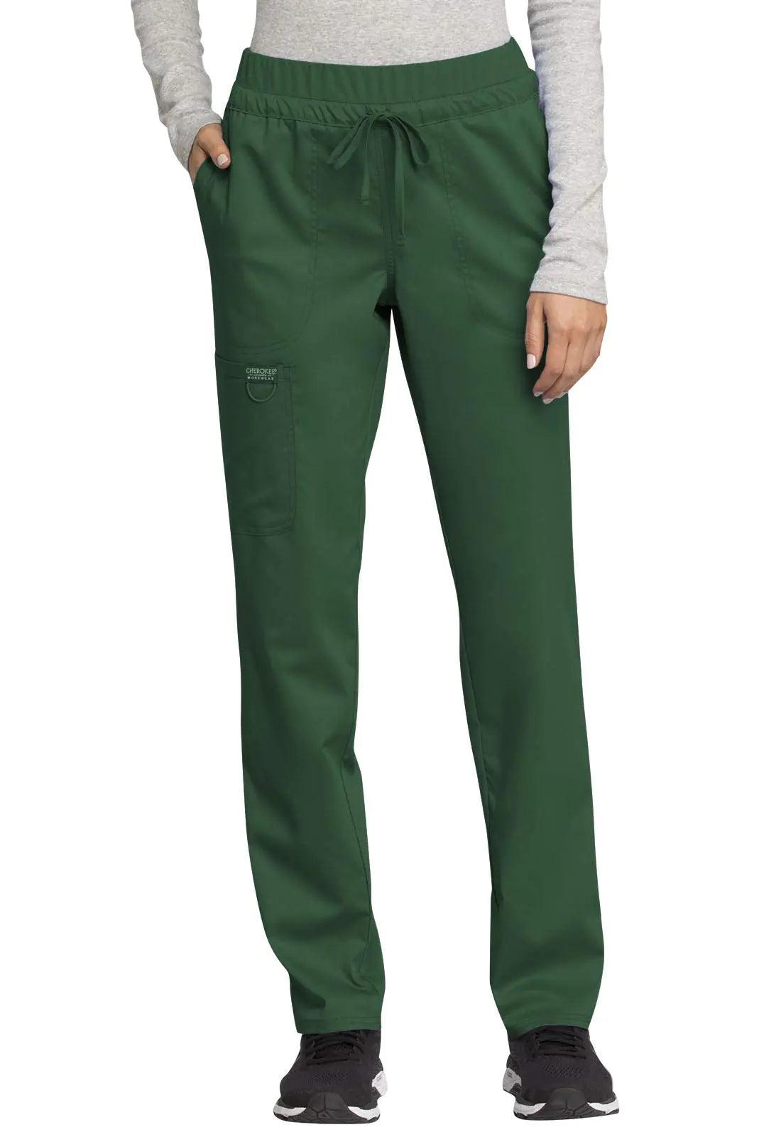 Scrubs for Women Workwear Revolution, Drawstring Cargo Pants Soft Stretch WW105 Medium Tall Hunter Green - Evallys.com # #