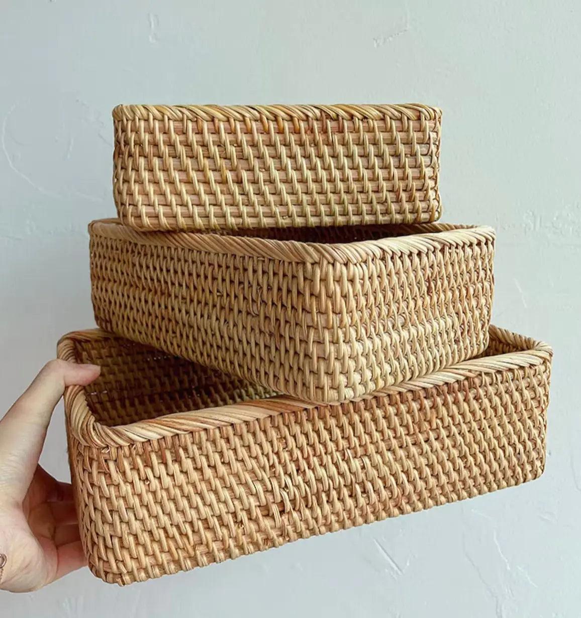 Handmade Rattan Tray Basket - Evallys.com # #