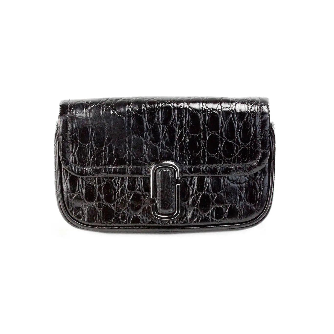 Marc Jacobs The Mini Shoulder Bag Black Embossed Crossbody - Evallys.com # #