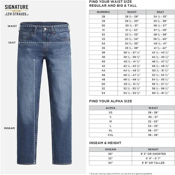 Signature by Levi Strauss & Co Men's Straight Fit Jeans Big & Tall 50W x 30L Axis - Evallys.com # #