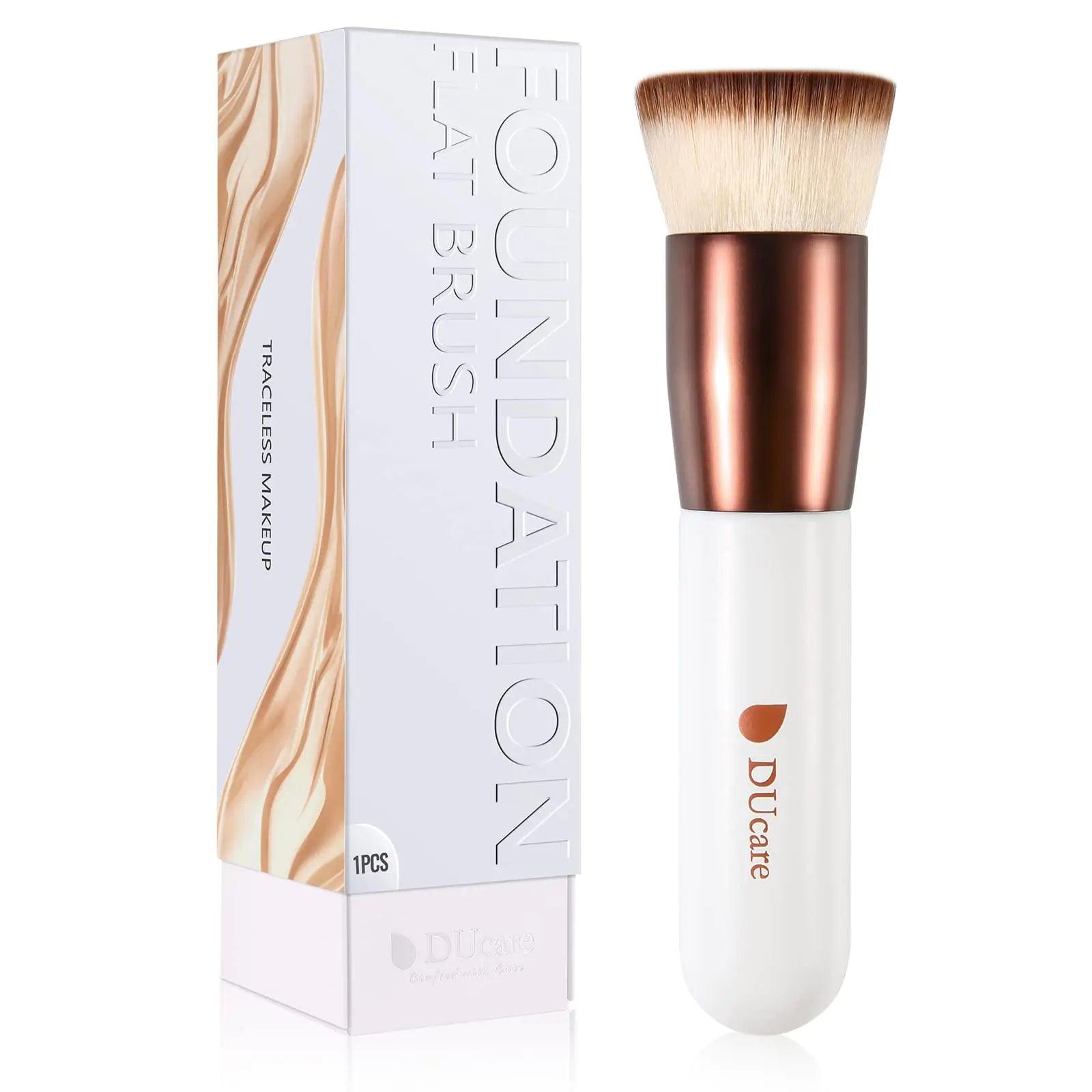 DUcare Foundation Brush Flat Top Kabuki Self Tanner Brush Synthetic Professional Makeup Brush Liquid Blending Mineral Powder Buffing Stippling Makeup Tools, Rose Golden/White rose gold - Evallys.com # #