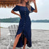 Irregular ruffled female dress with one-line collar tether - Evallys.com # #