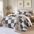 Y-PLWOMEN Quilt 100% Cotton King Size Quilt Set, Brown Khaki Black White Patchwork Plaid Bedspread, Lightweight Reversible Soft Summer Quilt Bedding Set, 3-Pieces - Evallys.com # #