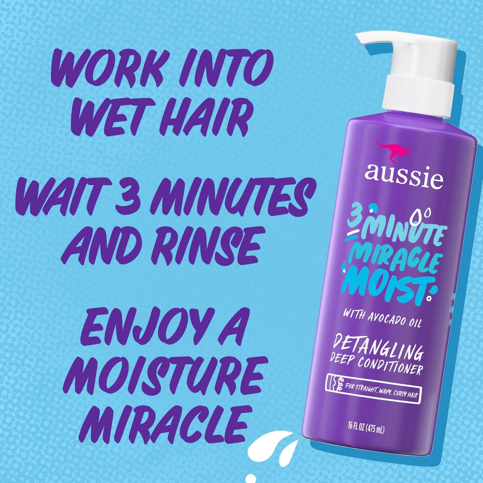 Aussie Miracle Moist Shampoo and Conditioner with 3 Minute Miracle Deep Conditioner, Avocado & Jojoba Oil, Paraben-Free, Moisturizes & Detangles, All Hair Types, Citrus Floral Scent, 3 Pack 68.4 Fl Oz - Evallys.com # #