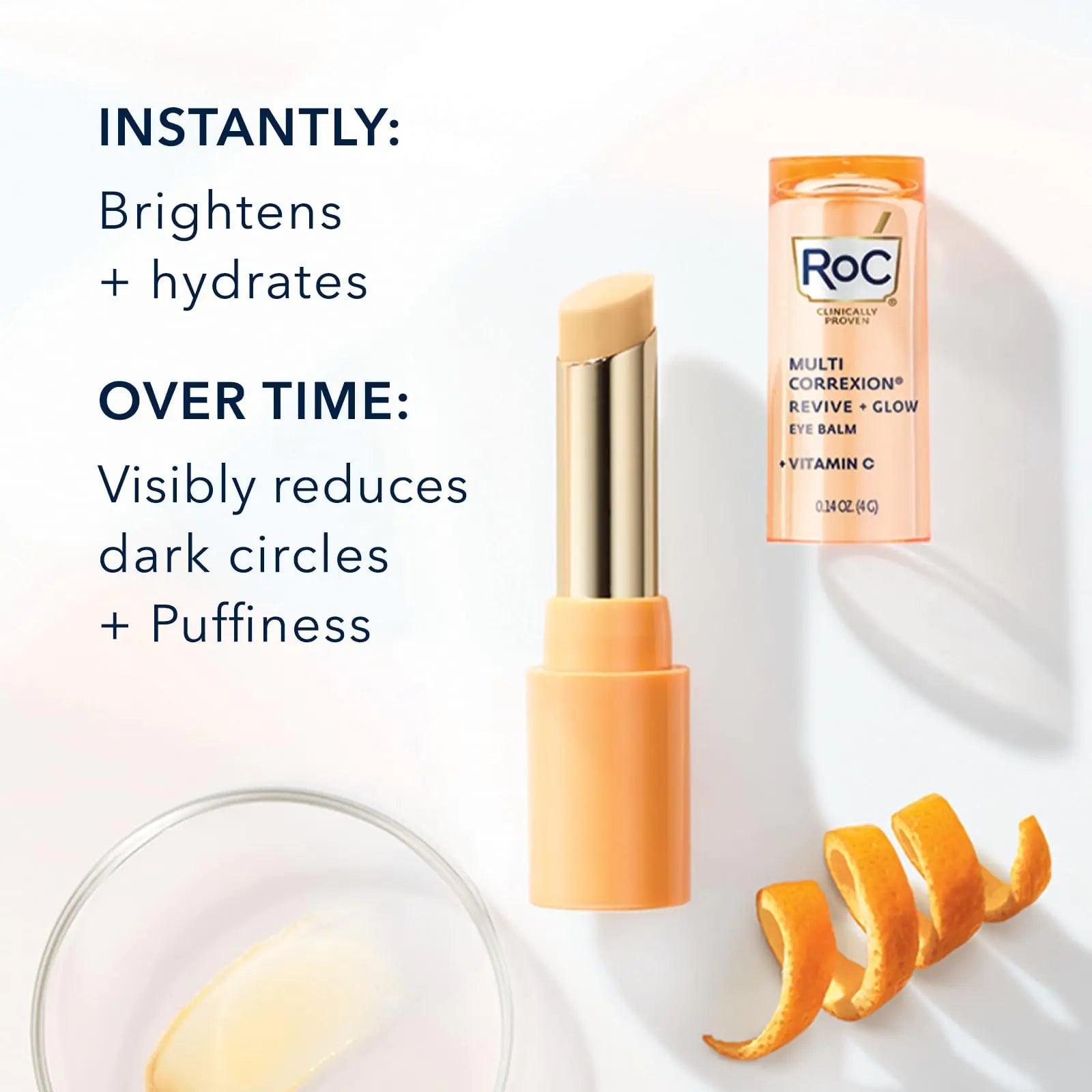 RoC Multi Correxion Revive + Glow Vitamin C Eye Balm (0.14 oz) with Retinol Eye Cream Packette - Evallys.com # #