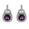 .925 Sterling Silver 8MM Natural Cushion Shaped Amethyst and Diamond Accent Halo with Push Back Dangle Earrings (I-J Color, I2-I3 Clarity) - Evallys.com # #