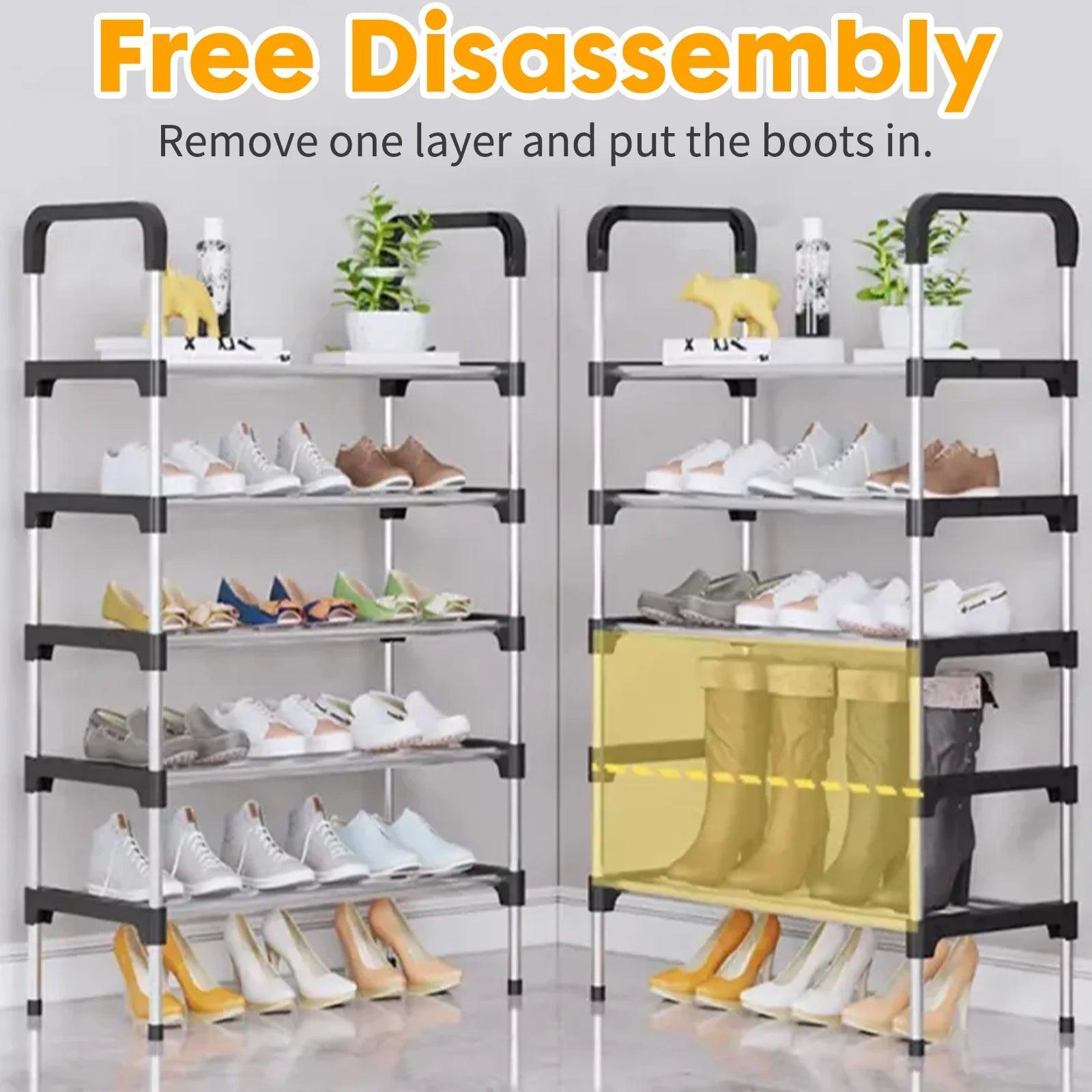 Yoytoo 5 Tier Shoe Rack, Stackable Metal 15 Pairs Shoes Organizer Storage Shelf for Closet Door Entryway - Evallys.com # #