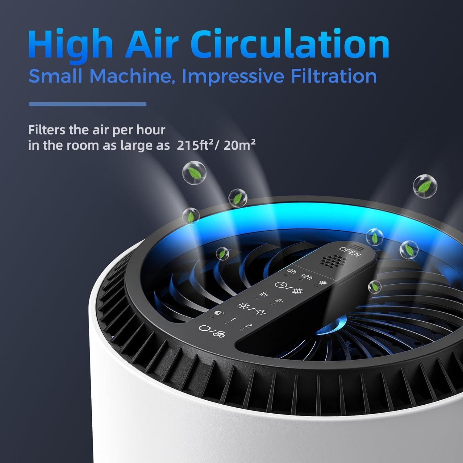 AROEVE Air Purifiers for Home, Air Purifier Air Cleaner for Smoke Pollen Dander Hair Smell Portable Air Purifier with Sleep Mode Speed Control for Bedroom Office Living Room, MK01- White - Evallys.com # #