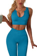 QINSEN Women'S Yoga Workout Outfits 2 Piece High Waisted Leggings with Sports Bra Gym Clothes Sets Light Blue S - Evallys.com # #