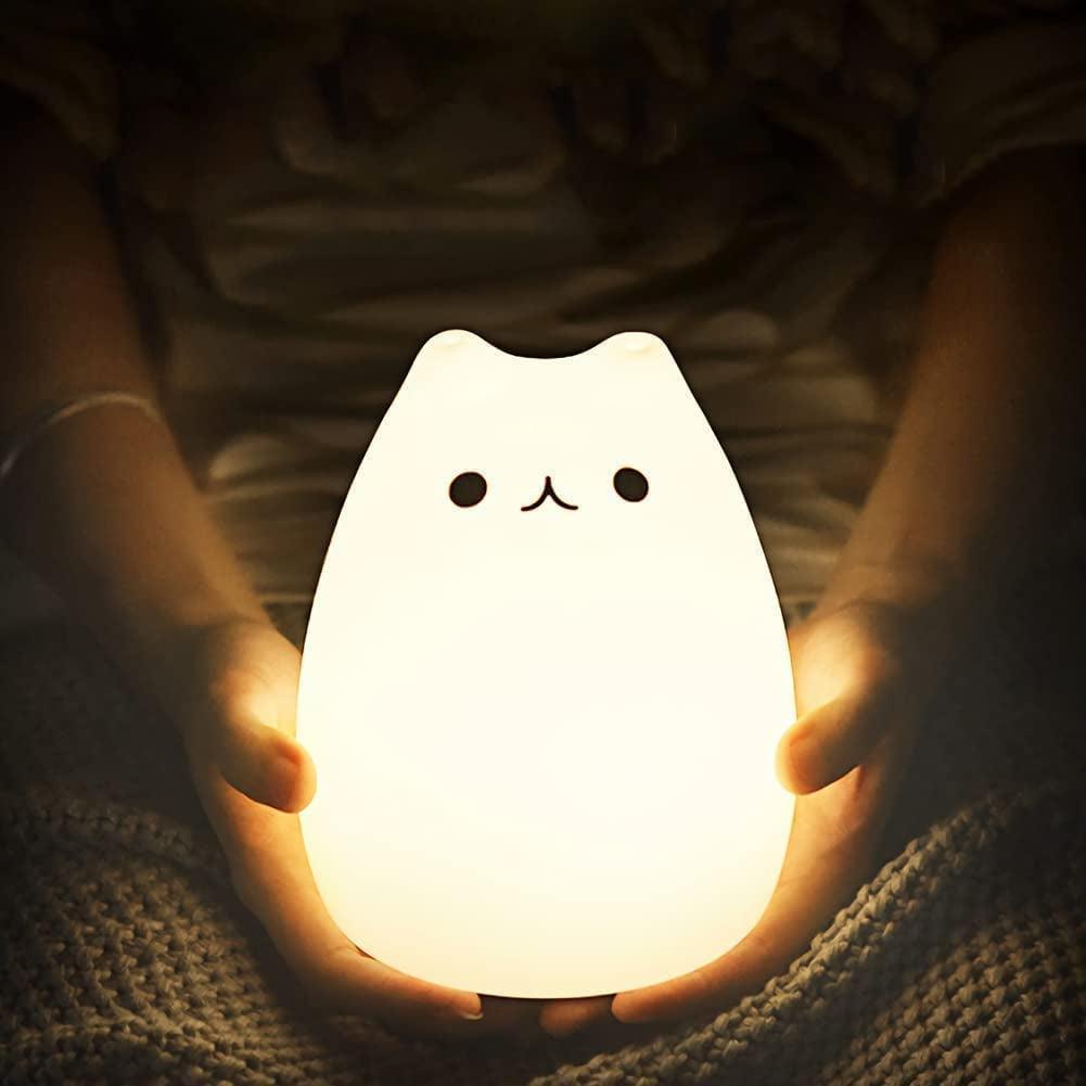 Cat Lamp, Neojoy Remote Control Silicone Kitty Night Light for Kids Toddler Baby Girls Rechargeable Cute Kawaii Nightlight , White , 4 Piece Set - Evallys.com # #