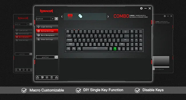 Redragon BS136 Gaming Keyboard & Mouse Combo, 75% K628 Tri-Mode Wireless RGB Mechanical Keyboard and 7200 DPI Gamer Mouse Bundle - Evallys.com