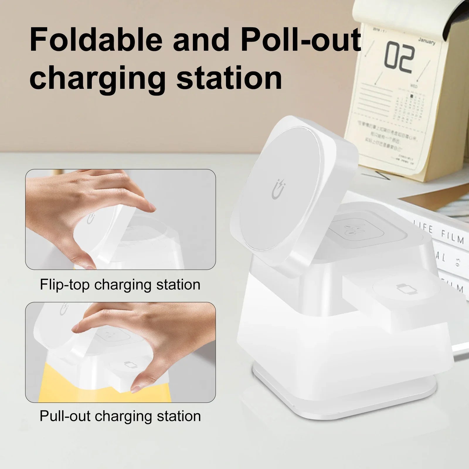 4 In 1 Rotatable Colorful Lighting Wireless Charger Stand For Phone 15 14 13 12 Pro Max 8 7 Holder Magnetic Fast Charging Station - Evallys.com