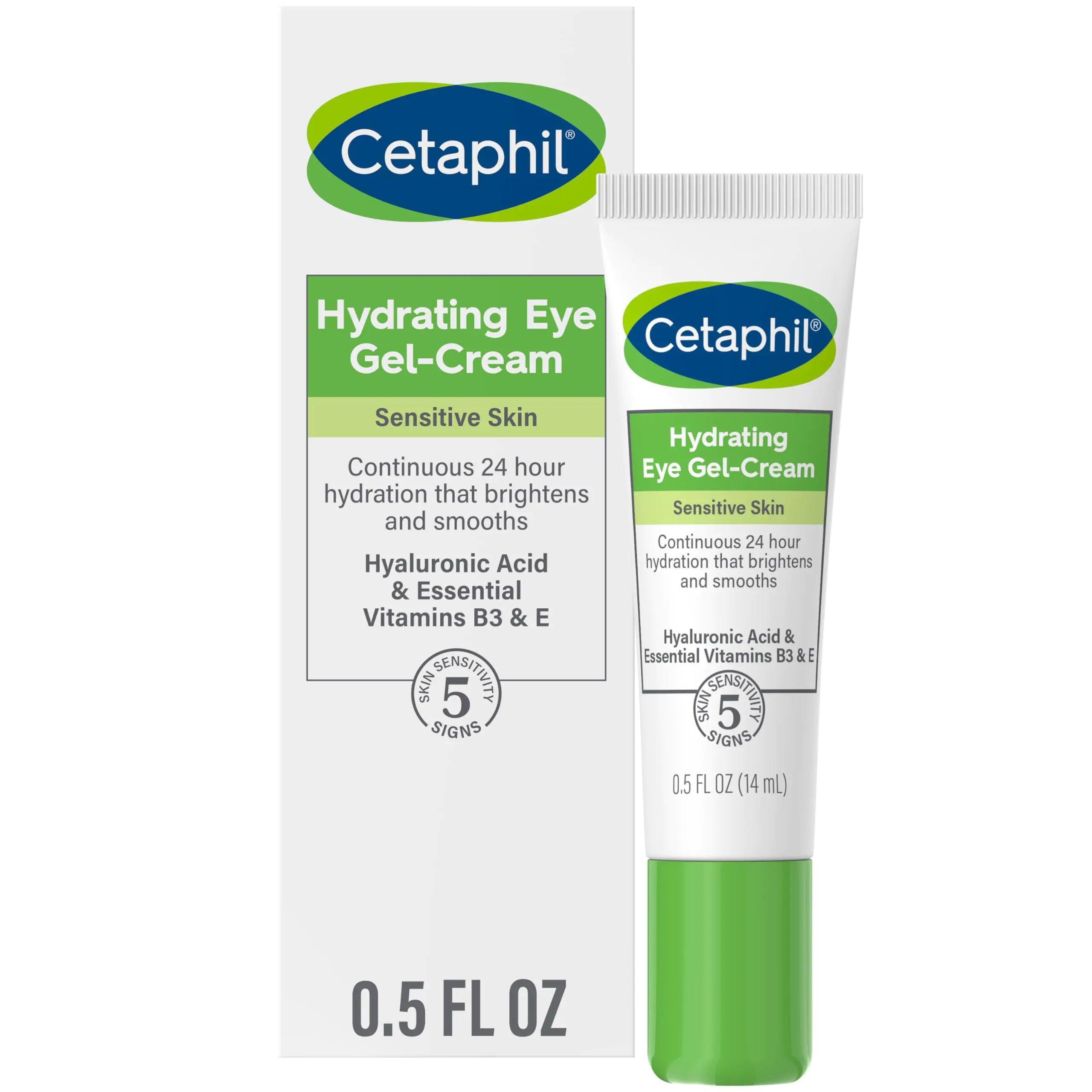 CETAPHIL Hydrating Eye Gel-Cream , With Hyaluronic Acid , 0.5 fl oz , Brightens and Smooths Under Eyes , 24 Hour Hydration for All Skin Types, (Packaging May Vary) 0.5 Fl Oz (Pack of 1) - Evallys.com # #