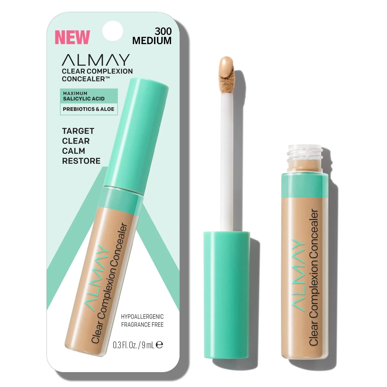 Almay Clear Complexion Acne & Blemish Spot Treatment Concealer Makeup with Salicylic Acid- Lightweight, Full Coverage, Hypoallergenic, Fragrance-Free, for Sensitive Skin, 300 Medium, 0.3 fl oz. 0.3 Fl Oz (Pack of 1) - Evallys.com # #