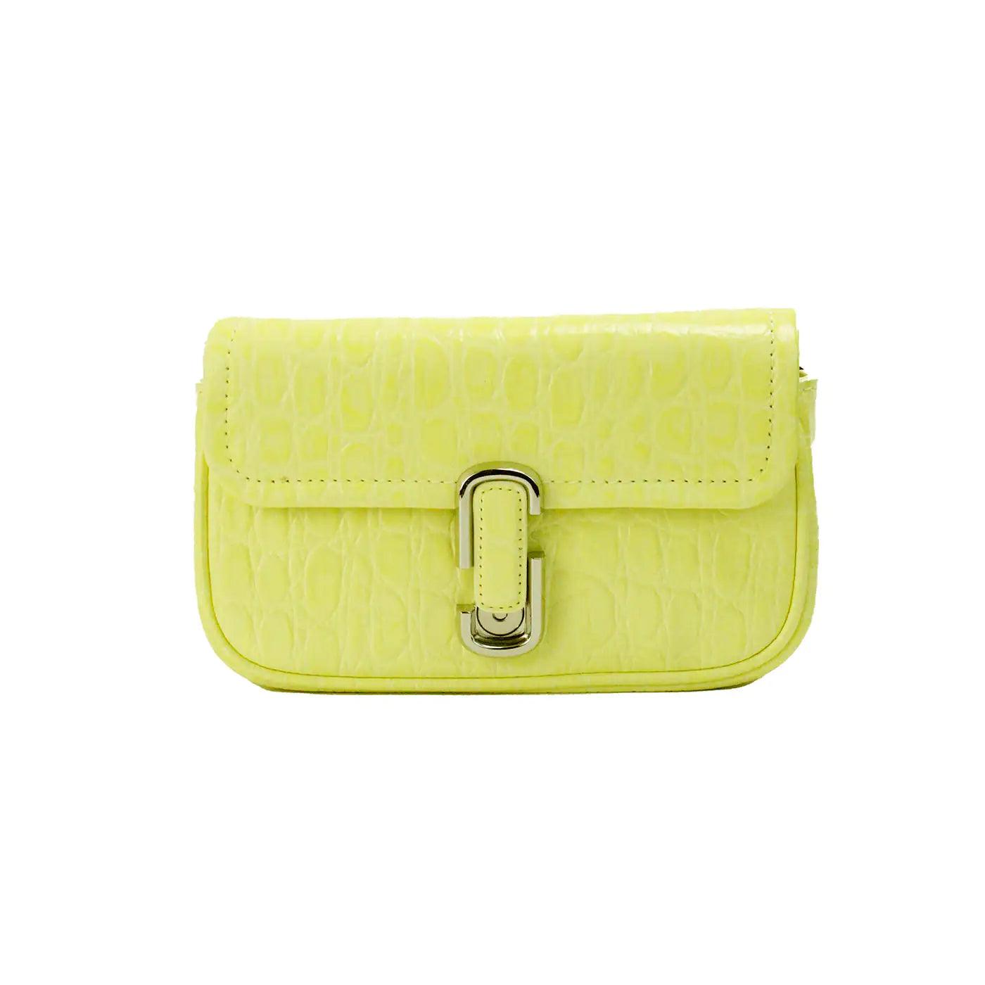 Marc Jacobs The Mini Shoulder Bag Yellow Embossed Crossbody - Evallys.com # #