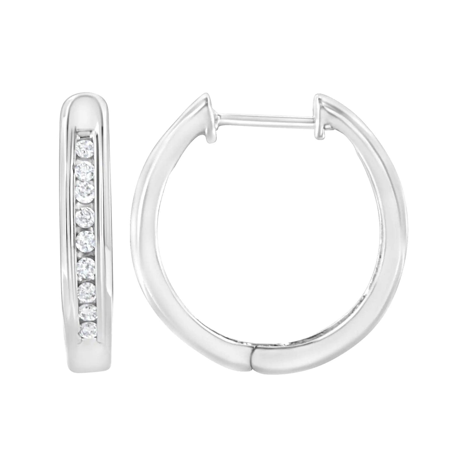 .925 Sterling Silver 1/4 cttw Lab Grown Diamond Hoop Earring (F-G Color, VS2-SI1 Clarity) - Evallys.com # #