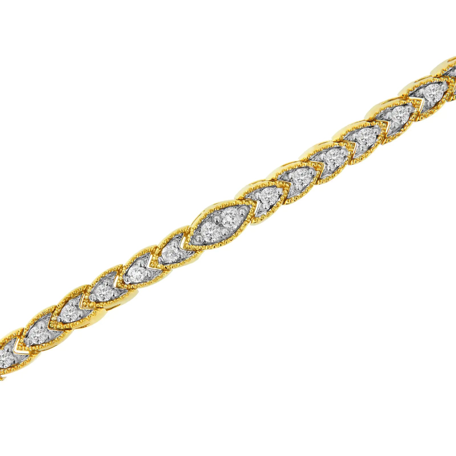 10K Yellow Gold Plated .925 Sterling Silver 1 cttw Prong-Set Diamond Pear Shape Link Bracelet (I-J Color, I1-I2 Clarity) - 7.25