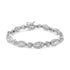 .925 Sterling Silver 1 cttw Diamond Double Leaf and Bezel Link Bracelet (I-J Clarity, I2-I3 Color) - Size 7.25" - Evallys.com # #