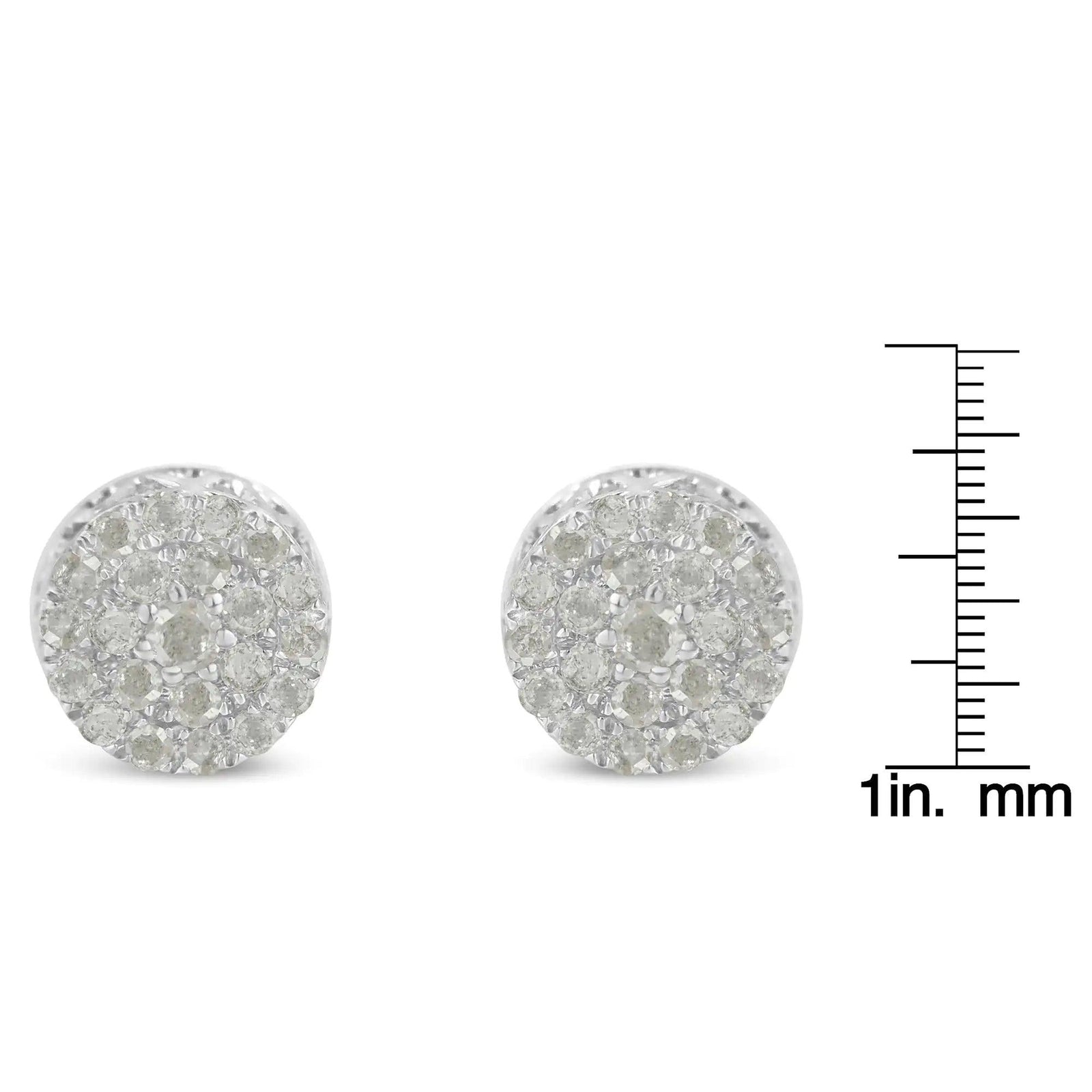 10k White Gold Diamond Cluster Stud Earrings (0.5 cttw, I-J Color, I2-I3 Clarity) - Evallys.com # #