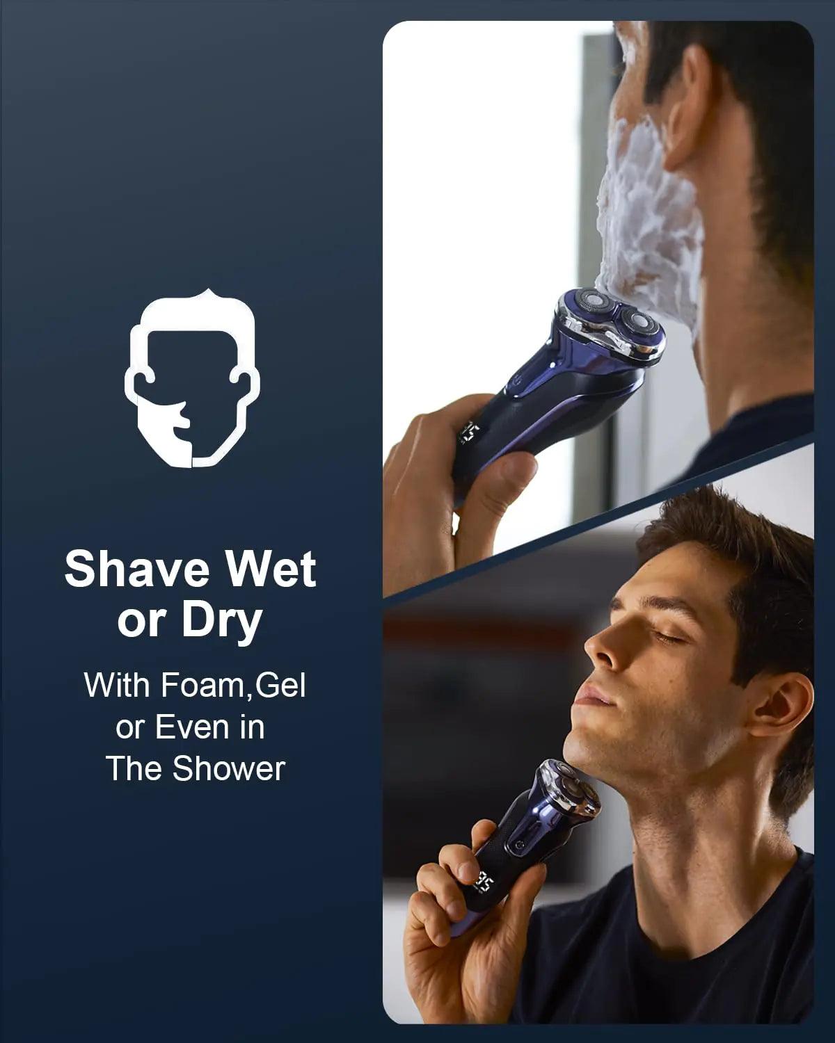 Electric Razor for Men, Noahstrong Electric Shaver for Men, Wet Dry Shaver with Pop up Trimmer, Rechargeable Razor for Men Face Blue - Evallys.com # #