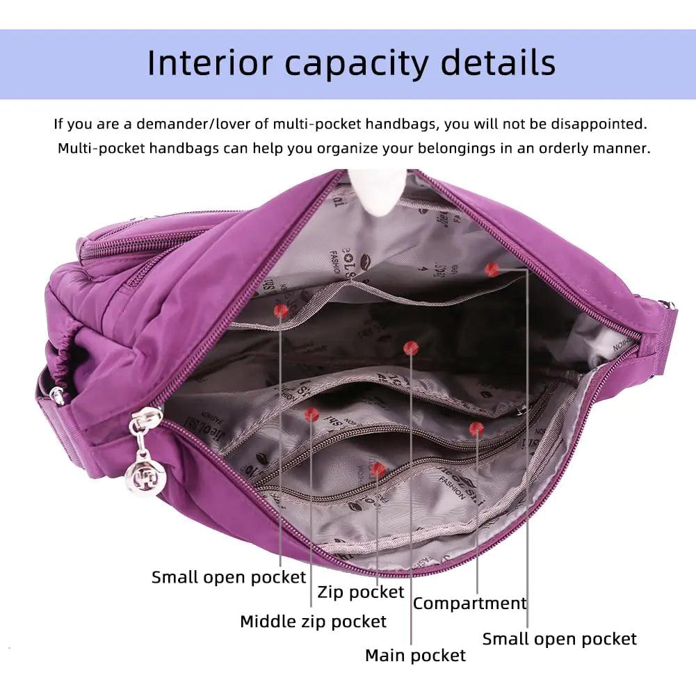 MINTEGRA Women Shoulder Handbag Roomy Multiple Pockets Bag Ladies Crossbody Purse Fashion Tote Top Handle Satchel Purple-s - Evallys.com # #