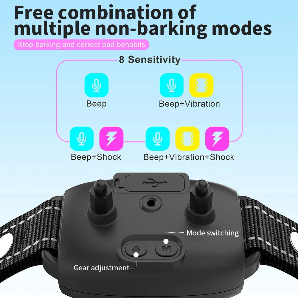 Smart Automatic Anti Barking Dog Collar Rechargeable Bark Stopper Stop Barking HD Digital Display IP67 Waterproof Collar For Dogs Pet Products - Evallys.com
