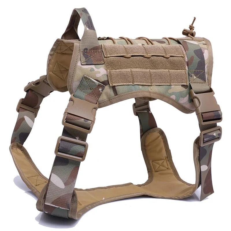 Nylon Tactical Dog Harness with Handle & Bungee Leash for Large Dogs - Evallys.com # #
