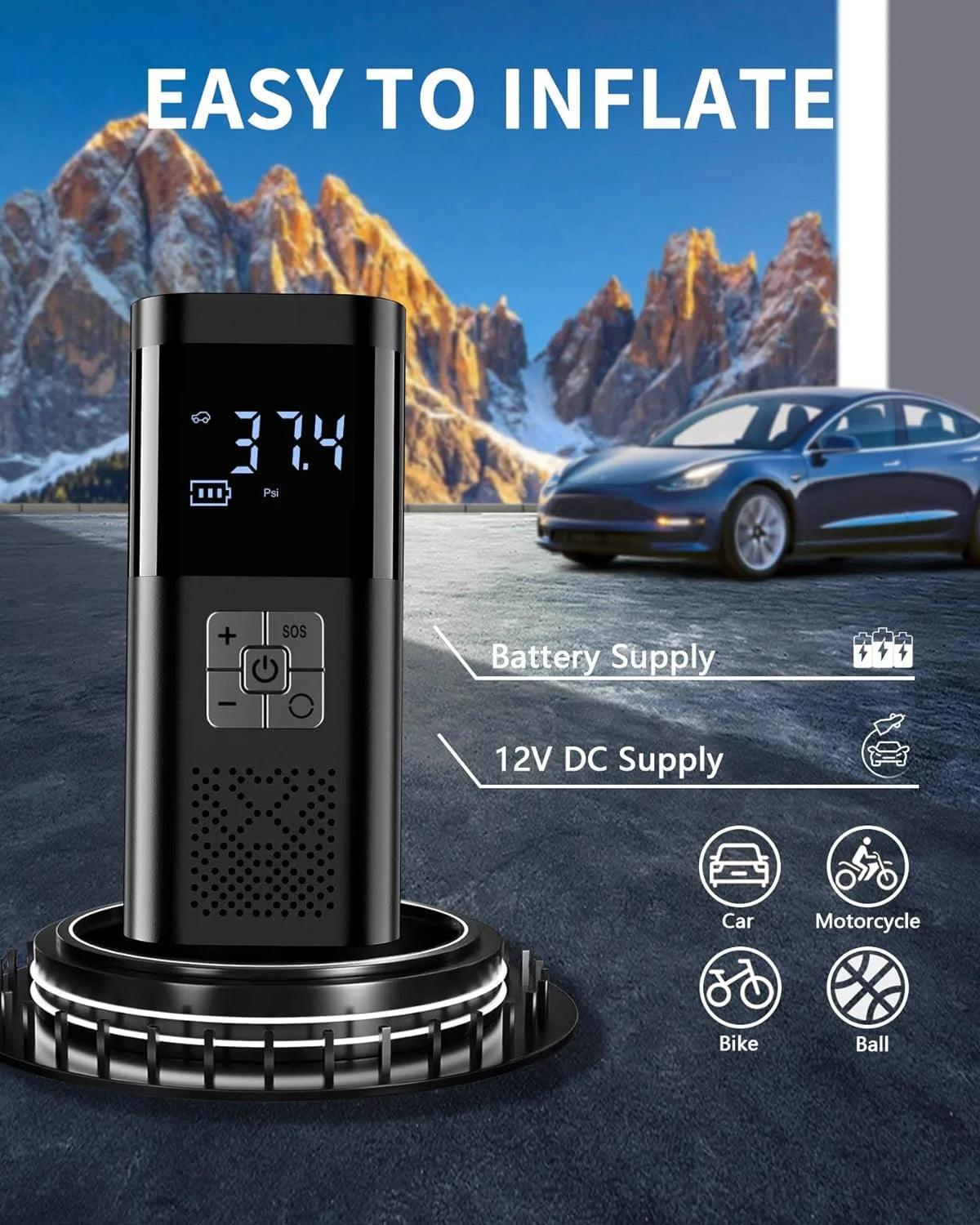 Mixfeer Tire Inflator, 150PSI Cordless Air Pump, Portable Air Compressor with Emergency LED Light, Digital Pressure Gauge for Car, Bike, Ball - Evallys.com # #