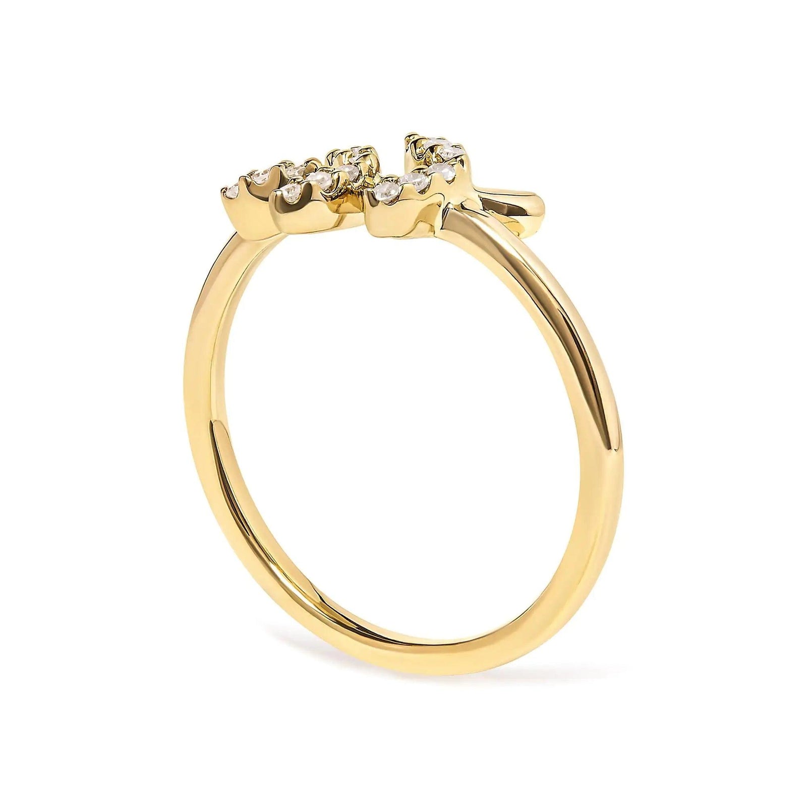 10K Yellow Gold 1/10 Cttw Diamond Leaf and Branch Ring (H-I Color, I1-I2 Clarity) - Evallys.com # #