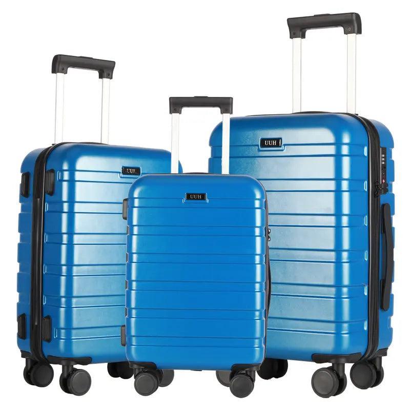 UUH 3-Piece Standard Lightweight Waterproof Hardshell Luggage Set, 20/24/28 Inch, 4-Wheel Spinner, with TSA Lock. - Evallys.com # #