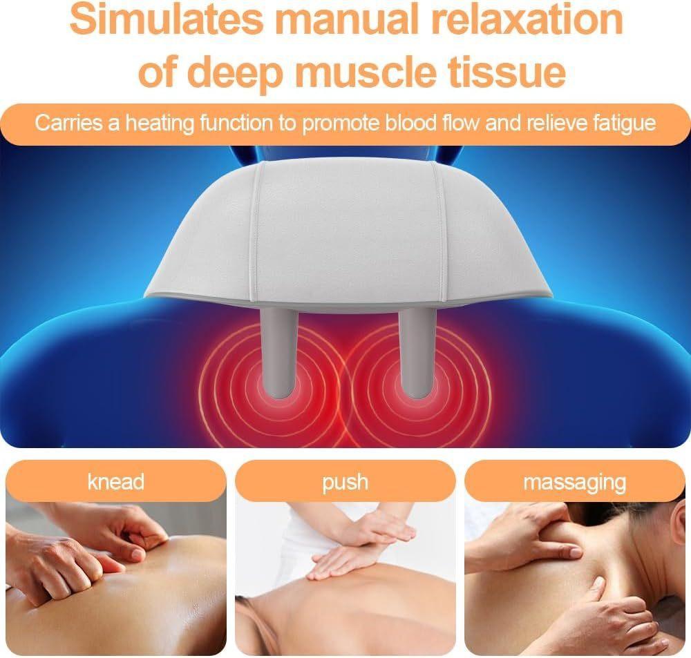 Neck Shoulder Back Massager With Heat - Shiatsu Massager Adjustable Relaxing Gift Plug-in Comfort - Evallys.com # #