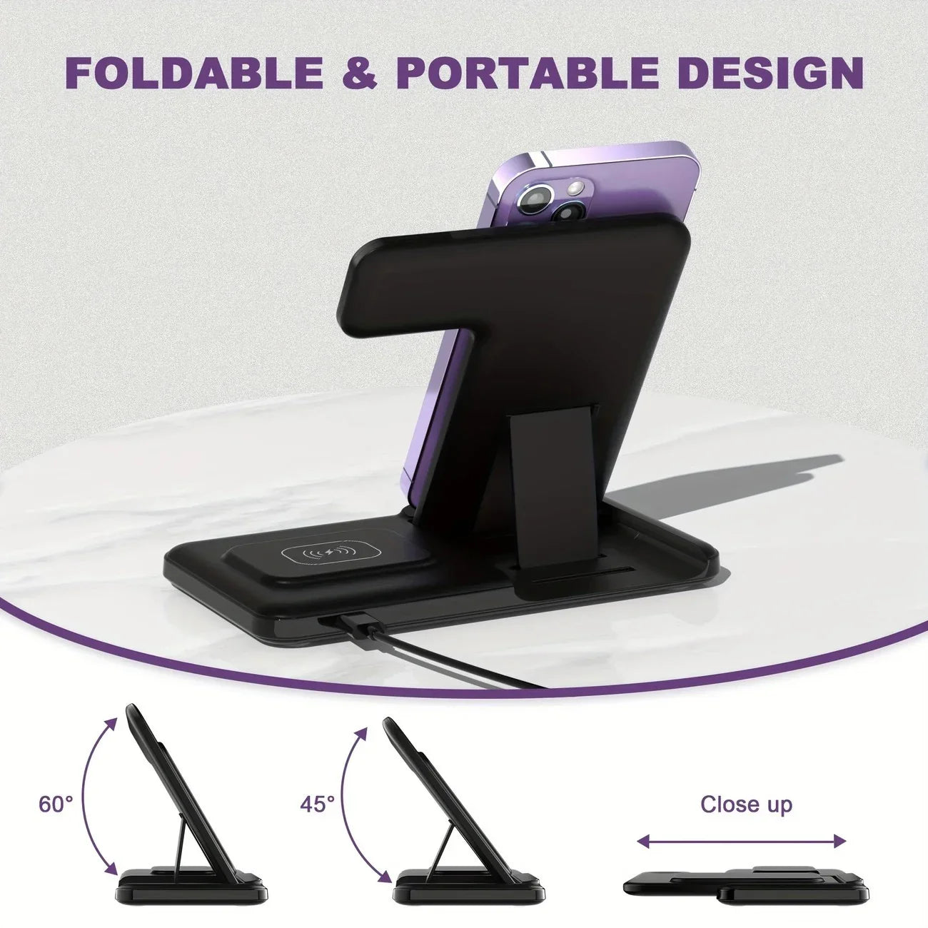 15W Fast Charging Three-in-one Wireless Charger - Evallys.com