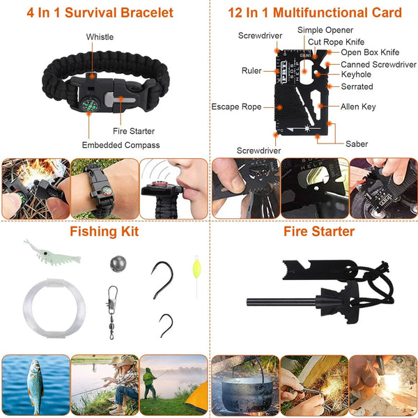 125Pcs Survival Kits Professional Emergency Survival Gear Tactical First Aid Kit Supplies For Outdoor Adventure Camping Hiking Hunting - Evallys.com
