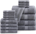 LANE LINEN 16 Piece Bath Towels - Black Towels - 100% Cotton Towels for Bathroom, Luxury Bath Towels, Highly Absorbent Bathroom Towel Set, 4 Bath Towels, 4 Hand Towels, 8 Wash Cloths - Black - Evallys.com # #