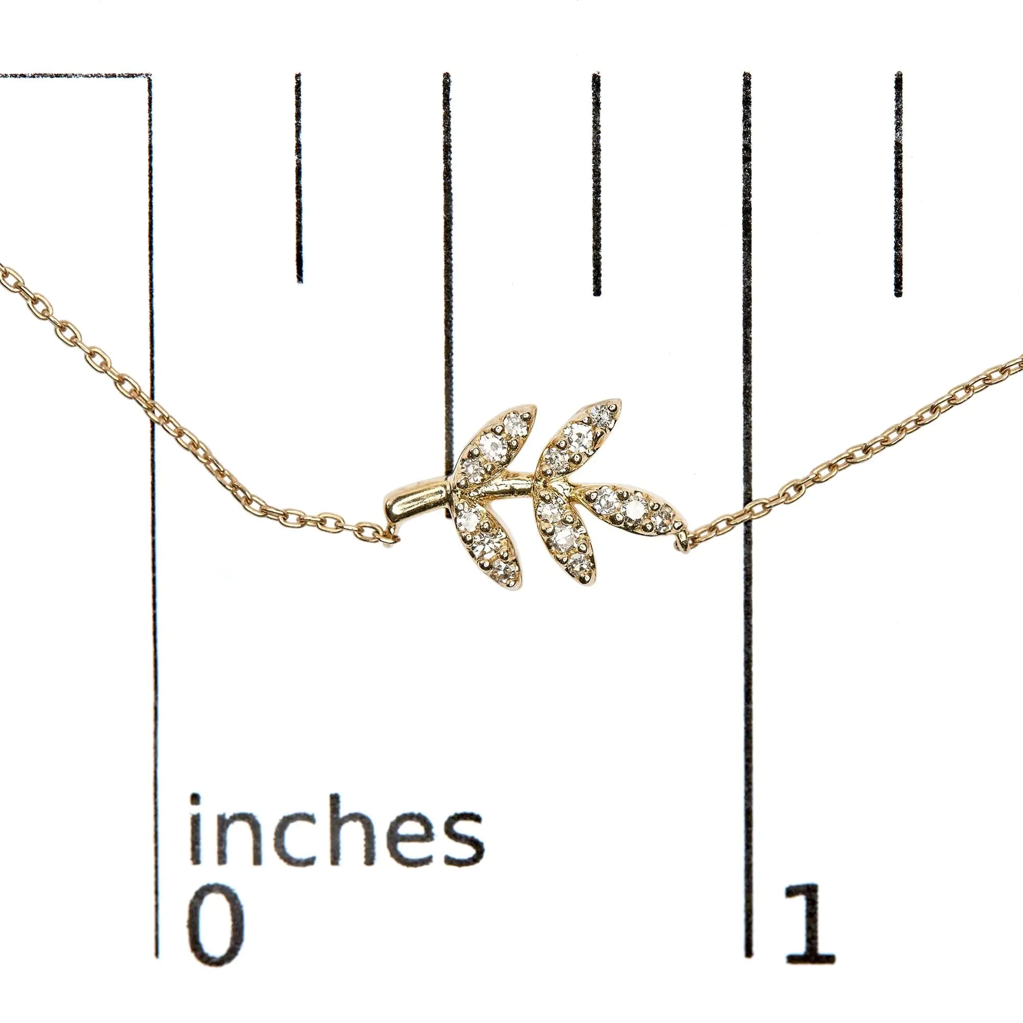 10K Yellow Gold 1/10 Cttw Diamond Leaf and Branch 18" Pendant Necklace (H-I Color, I1-I2 Clarity) - Evallys.com # #