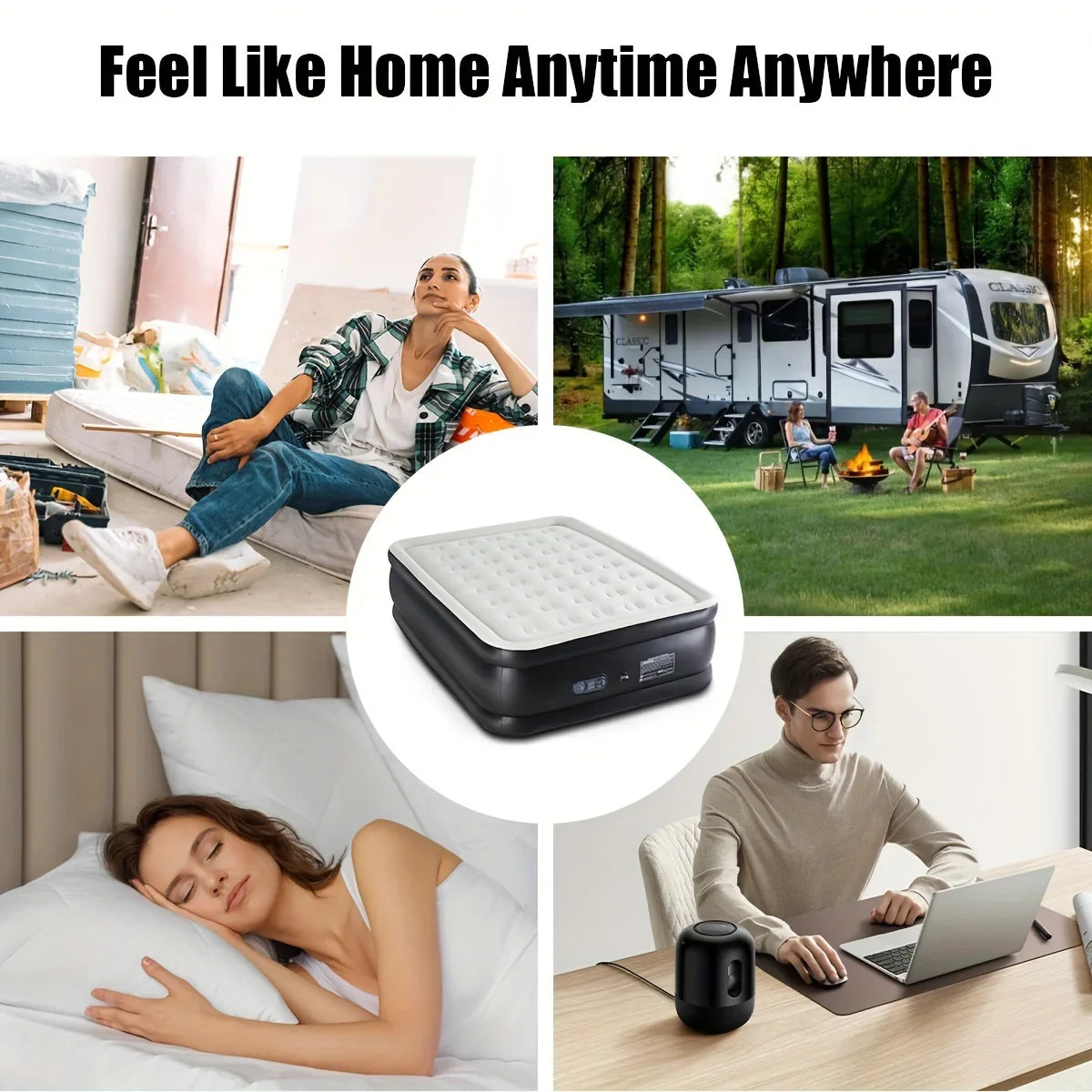 Experience Outdoor Adventures with our Tough, Anti- deformation Premium Camping Air Mattress- Includes Soft Flocking Top for Comfort and Dryness, Enhanced with Honeycomb Columns, PVC, and a High Capacity Pump for Easy Inflati - Evallys.com