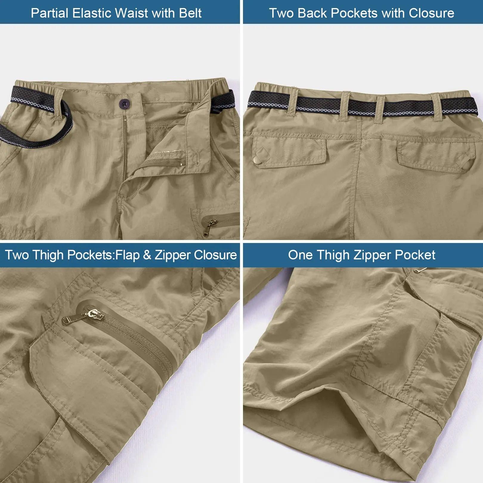 Jessie Kidden Mens Outdoor Casual Expandable Waist Lightweight Water Resistant Quick Dry Fishing Hiking Shorts 32 Khaki - Evallys.com