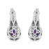 .925 Sterling Silver 8x6 MM Natural Oval Purple Amethyst Gemstone and Diamond Accent Art Deco Style Drop and Dangle Earrings (I-J Color, I1-I2 Clarity) - Evallys.com # #